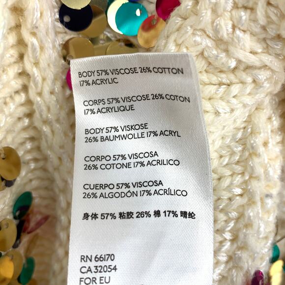 By Anthropologie Lara Sequined Sweater Womens Size Small Cream Multicolor Sequin - Picture 7 of 7